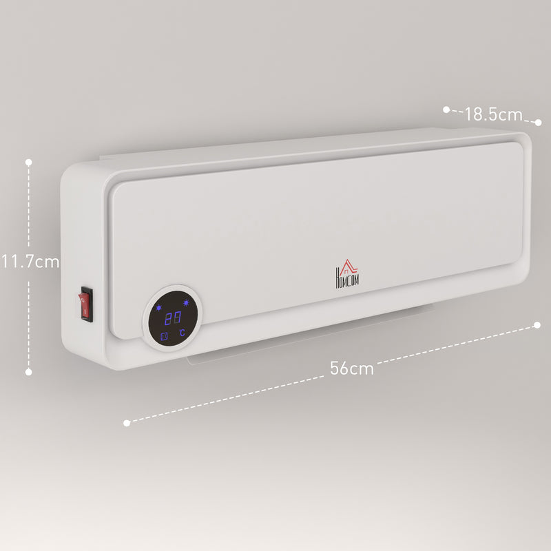 HOMCOM 1000W/2000W Wall Downflow Heater 10-49°C Temperature w/ Timer Remote