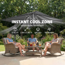 Outsunny 3 X 3 M Garden Cantilever Parasol W/ Light, Cover, Wind Protection