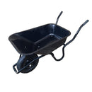 90 Litre 150kg Capacity Heavy Duty Outdoor Galvanised Pneumatic Metal Garden Wheelbarrow in Black