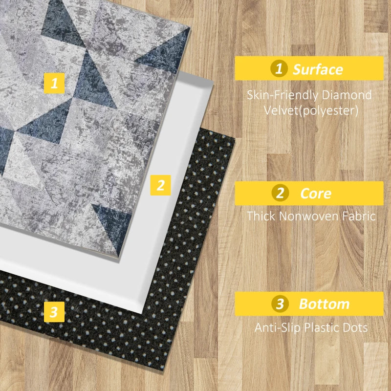 HOMCOM Modern Geometric Rug 80x150 cm - Grey