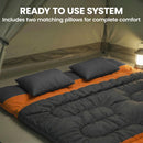 Outsunny Double Sleeping Bag With 2 Pillows, 220 X 160cm Sleeping Bag