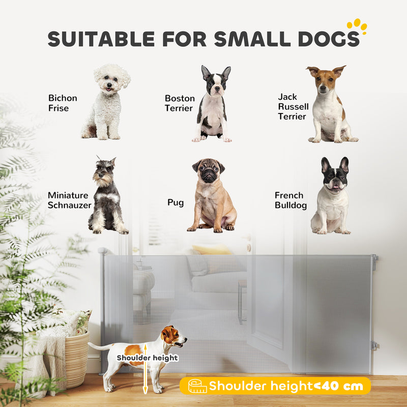 PawHut Retractable Stair Gate, Dog Gate Extends Up To Wide, Grey