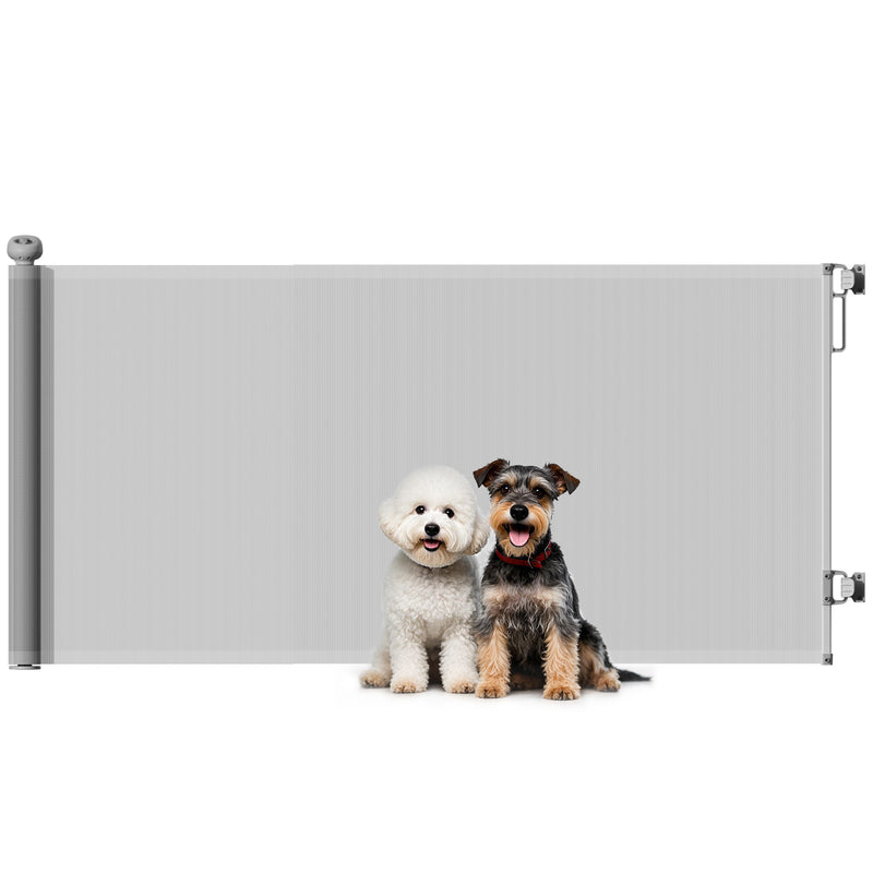 PawHut Retractable Stair Gate, Dog Gate Extends Up To Wide, Grey