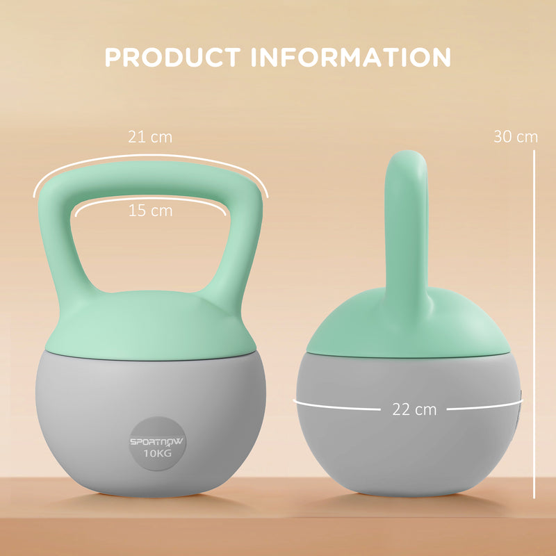 SPORTNOW 10KG Kettlebell with Soft Body and Non-Slip Handle, Grey and Green