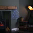 49cm Battery Powered Light up Silver Christmas Snowflake Ball with Blue Twinkling LEDs