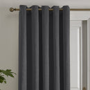 Fusion Strata Single Panel Eyelet Door Curtain in Charcoal