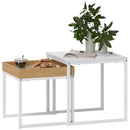 HOMCOM Modern Coffee Table Set Square Nest of Tables for Small Space