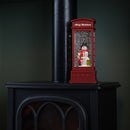 25cm Battery Operated Light up Christmas Phone Box Water Spinner with Snowman Scene & LEDs