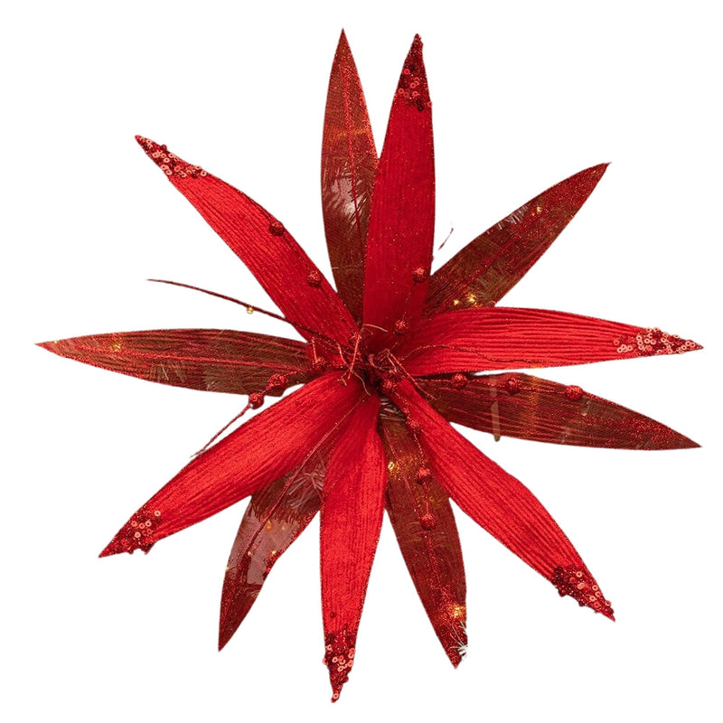 Christmas Sparkle Super Flower Decoration Glitter 45cm In Red