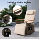 Outdoor 360° Swivel Rattan Recliner Chair With Adjustable Backrest And Footrest-Brown