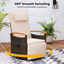 Outdoor 360° Swivel Rattan Recliner Chair With Adjustable Backrest And Footrest-Brown