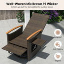 Outdoor 360° Swivel Rattan Recliner Chair With Adjustable Backrest And Footrest-Brown