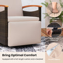 Outdoor 360° Swivel Rattan Recliner Chair With Adjustable Backrest And Footrest-Brown