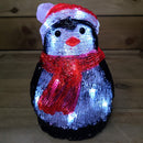 20cm Battery Operated Light up Acrylic Christmas Penguin Decoration with 16 Ice White LEDs