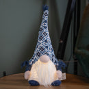 35cm Battery Operated Light Up Sitting Christmas Gonk In Light Blue