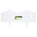 33cm Set of 4 White Plastic Picket Fence Garden Edging with Wood Effect