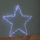 60cm Light Up Metal Hanging Christmas Star Decoration With 280 White LEDs