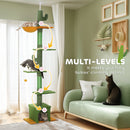 PawHut 230-275cm Floor-to-Ceiling Cat Tree for Indoor Cats with Cat House