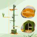 PawHut 230-275cm Floor-to-Ceiling Cat Tree for Indoor Cats with Cat House