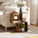 HOMCOM Side Table, Narrow End Table with Storage Shelves, Rustic Brown