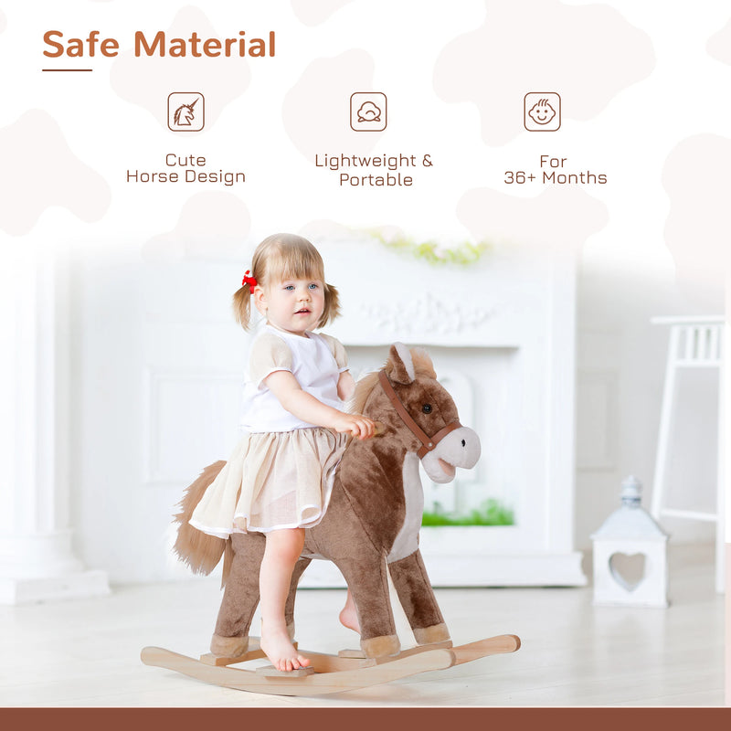 HOMCOM Children's Rocking Horse - Brown and White