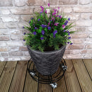 27cm Black Heavy Duty Metal Garden Patio Plant Flower Pot Stand Trolley on Metal Castor Wheels