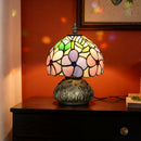 HOMCOM Stained Glass Bedside Lamp, Tiffany Style Table Lamp For Bedroom