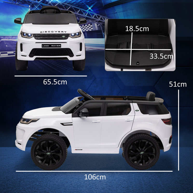 AIYAPLAY Land Rover Licensed Kids Electric Car W/ Remote Music - White/Black