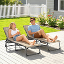 Outsunny Folding Sun Loungers With 5-Level Back, Cup Holder, Beige