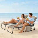 Outsunny Folding Sun Loungers With 5-Level Back, Cup Holder, Beige
