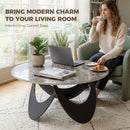 HOMCOM Coffee Table Sintered Stone Top Brown And Black