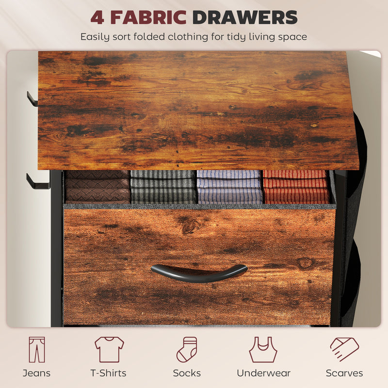 HOMCOM Fabric Chest of Drawers, 4 Drawer Dresser for Bedroom