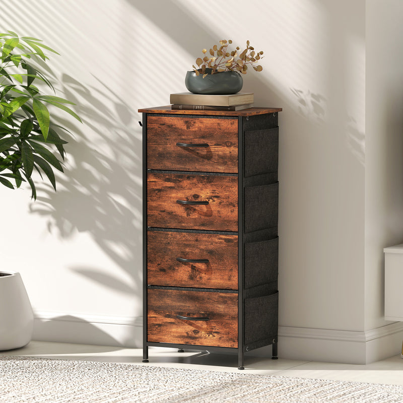 HOMCOM Fabric Chest of Drawers, 4 Drawer Dresser for Bedroom