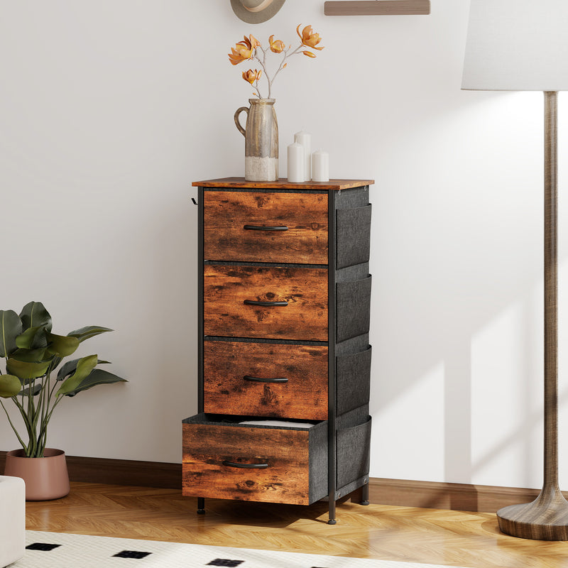 HOMCOM Fabric Chest of Drawers, 4 Drawer Dresser for Bedroom