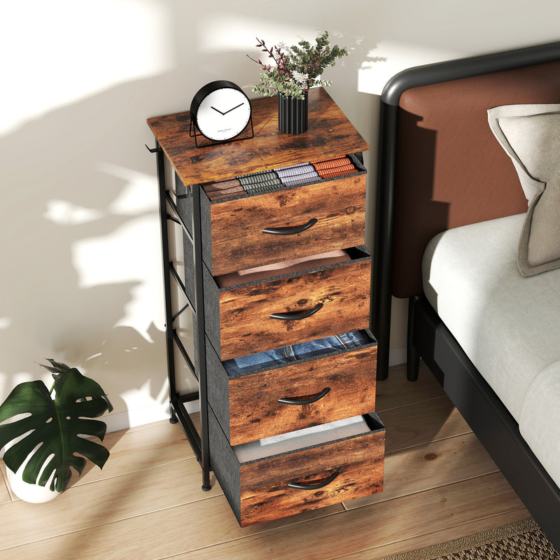 HOMCOM Fabric Chest of Drawers, 4 Drawer Dresser for Bedroom