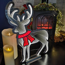 60cm Infinity Light up Standing Christmas Reindeer Decoration with White & Red LEDs on Metal Base