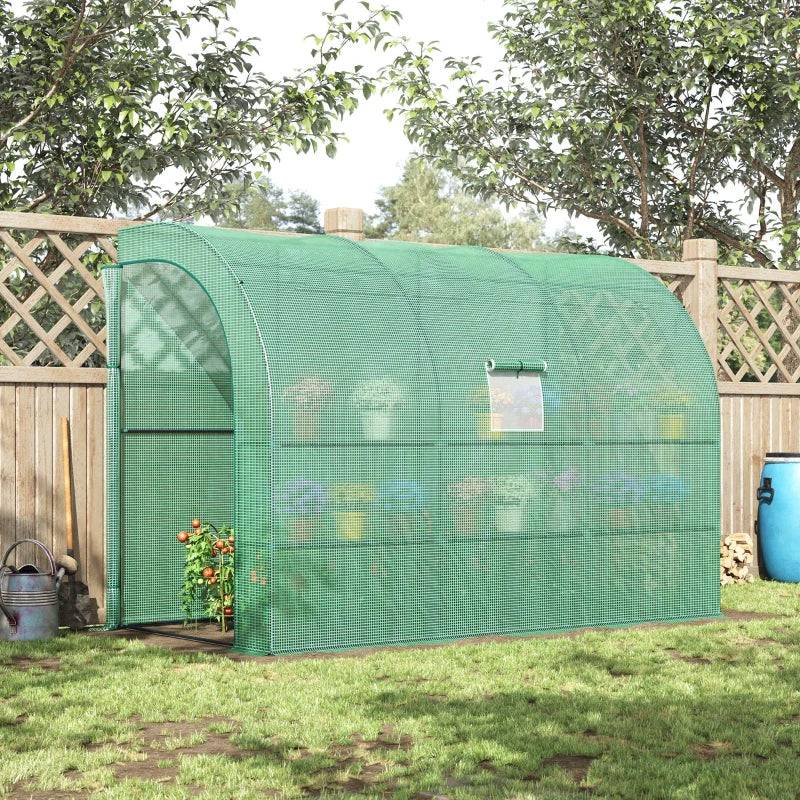 Outsunny Lean to Greenhouse 300L x 150W x 215Hcm - Green