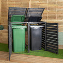 1.43m x 1.16m Outdoor Wooden Garden Double Wheelie Bin Store Storage for 2 Bins in Dark Grey