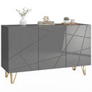 HOMCOM Storage Cabinet, Sideboard With Adjustable Shelves, High Gloss Grey