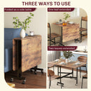 HOMCOM Mobile Drop Leaf Table, Folding Kitchen Table with 6 Wheels