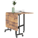 HOMCOM Mobile Drop Leaf Table, Folding Kitchen Table with 6 Wheels