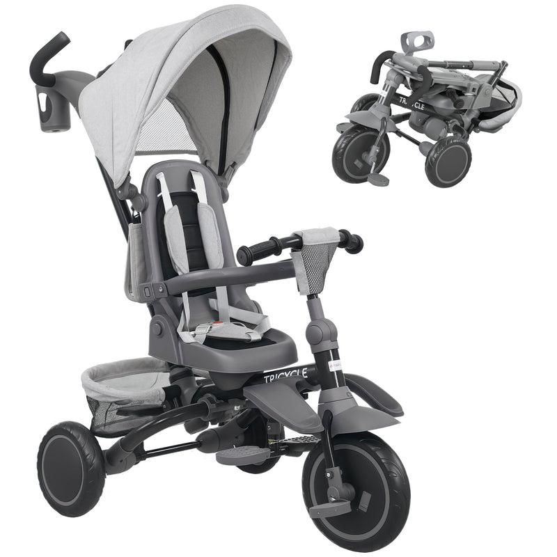AIYAPLAY 6 in 1 Kids Trike, Toddler Tricycle with Parent Handle,