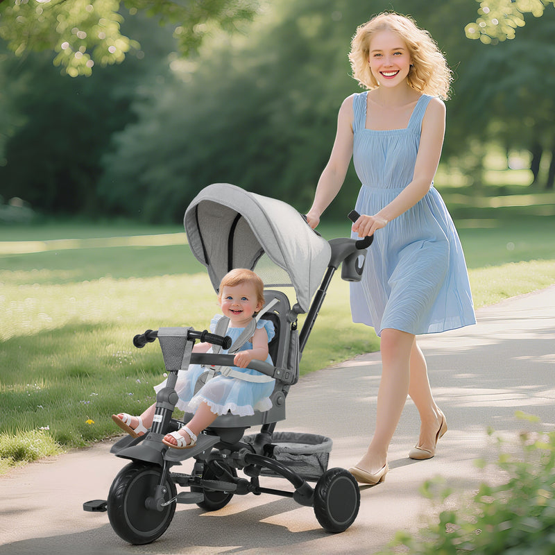 AIYAPLAY 6 in 1 Kids Trike, Toddler Tricycle with Parent Handle,