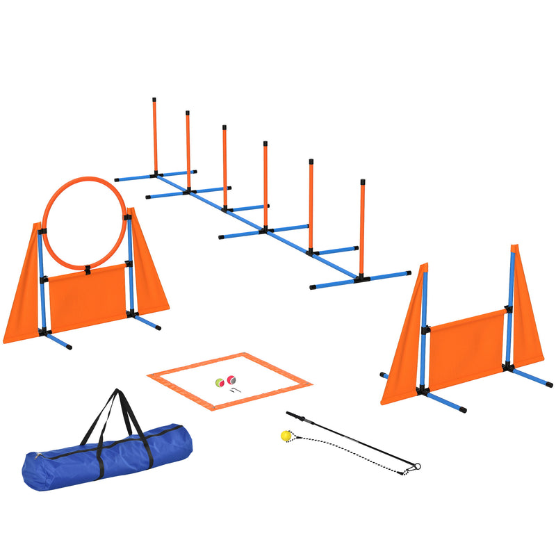 PawHut 7-Piece Dog Agility Equipment, Obstacle Training Course Kit, Orange
