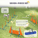 PawHut 7-Piece Dog Agility Equipment, Obstacle Training Course Kit, Orange
