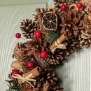 Winter Spice Hanging Christmas Wreath with Pine Cones Berries & Dried Fruit