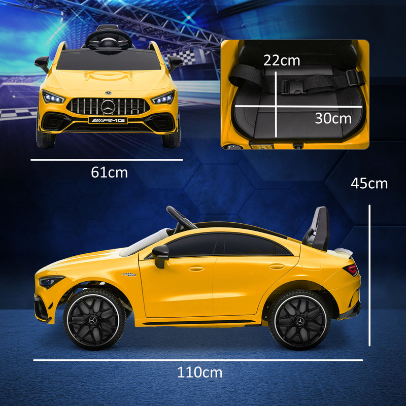 AIYAPLAY Mercedes-AMG CLA 45 Licensed 12V Ride On Car W/ Music - Black/Blue/White/Yellow