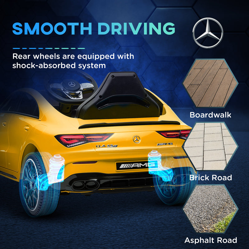 AIYAPLAY Mercedes-AMG CLA 45 Licensed 12V Ride On Car W/ Music - Black/Blue/White/Yellow