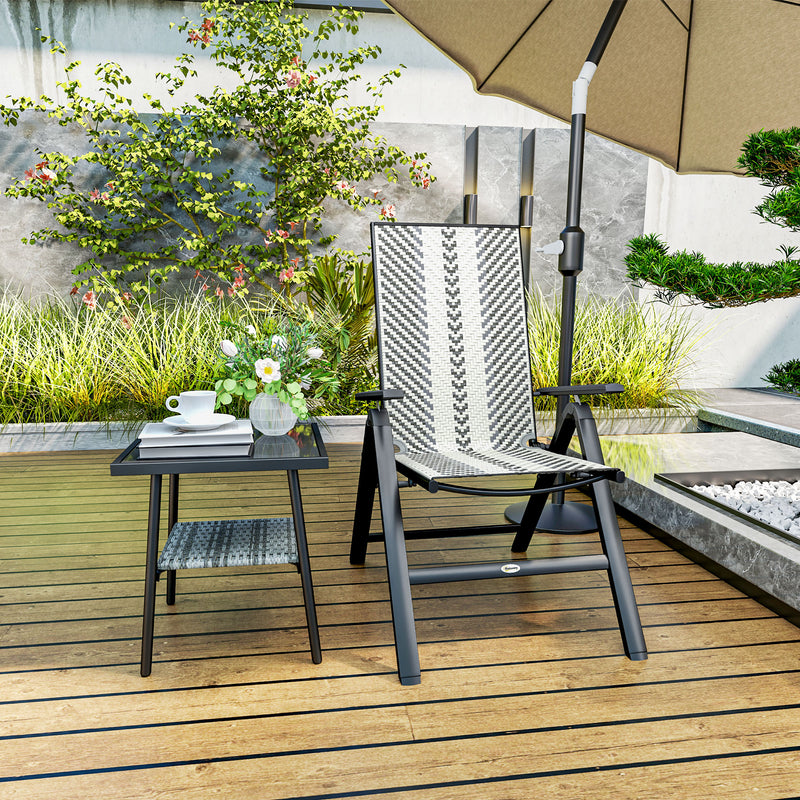 Outsunny Rattan Folding Chair w/ 5-Position Adjustable Backrest