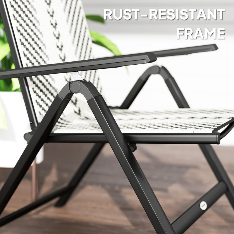 Outsunny Rattan Folding Chair w/ 5-Position Adjustable Backrest